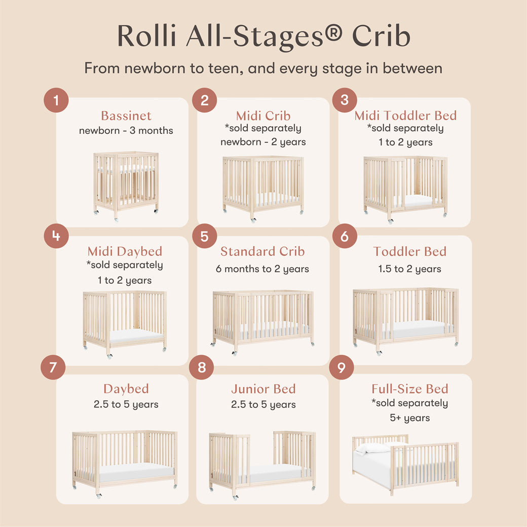 Xetch 9-in-1 Convertible Crib – Bassinet & Toddler Bed All-Stages Sleep Solution - Image 5